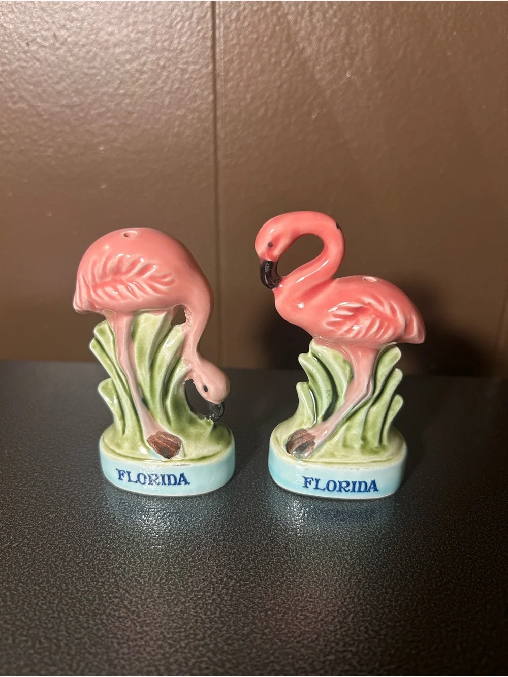 Florida Pink Flamingo Salt and Pepper Shakers - Ceramic Home Accent